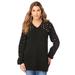 Plus Size Women's Embellished Pullover Sweater with Blouson Sleeves by Roaman's in Black (Size 30/32)