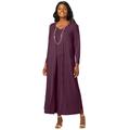 Plus Size Women's 2-Piece Stretch Knit Duster Set by The London Collection in Dark Berry (Size 18/20)