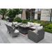 Gray Garden Patio Sofa and Rectangular Dining Set With Gas Firepit And Ice Bucket and Ottomans