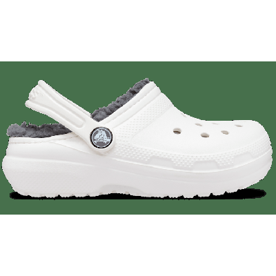 Crocs White / Grey Kids' Classic Lined Clog Shoes