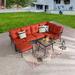 Red Barrel Studio® Jenalea 7 Piece Sectional Seating Group w/ Cushions Metal in Black | Outdoor Furniture | Wayfair