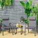 Lark Manor™ 3pcs Outdoor Bistro Set Patio Conversation Set W/Adjustable Backrest Black Glass/Metal in Gray | 17.5 W x 17.5 D in | Wayfair