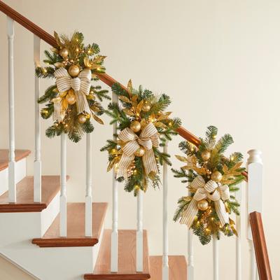 Holiday Classics Stair Swag by BrylaneHome in Gold Christmas Swag