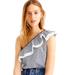 J. Crew Tops | J.Crew One-Shoulder Ruffled Top In Stripe Nwt Sz 12 White Navy | Color: Blue/White | Size: 12