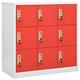 Susany Locker Cabinet, Office Workplace Metal Locker Cabinet Storage Bathroom Shelf, Storage Cabinet, Storage Organiser, With 9 Lockers, Light Grey and Red 90x45x92.5 cm Steel, Type C