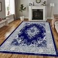Rugs City New Traditional Vintage Style Navy/Blue Red Black Area Rugs Extra Large Small Office Home Kitchen Carpet Living Room Bedroom Dining Rooms Rug Soft Touch Hallway Runner (200 X 290 CM, BLUE)