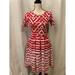 Lularoe Dresses | Lularoe Amelia Dress Womens Xs Red White Triangle Fit Flare Skater Pockets New | Color: Red | Size: Xs