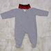 Gucci One Pieces | Gucci Baby Grey Cotton Bodysuit Footie 6-9 Month, Unisex, Grey, Green Red Collar | Color: Gray | Size: 6-9mb