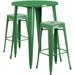 Longshore Tides Commercial Grade 30" Round Orange Indoor-Outdoor Bar Table Set w/ 2 Square Seat Backless Stools in Green | 30 W in | Wayfair