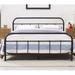 Rosalind Wheeler Addisen Classic Queen Size Grey Platform Metal Pipe Bed Metal in Brown | 36.5 H x 62.5 W x 84.5 D in | Wayfair