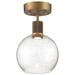 Everly Quinn Port Nine Burgundy LED Semi-Flush - Antique Brushed Brass - Seeded Glass - Dedicated LED Glass in Yellow | Wayfair