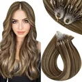 VeSunny – Extensions de cheveux naturels Remy Micro boucles Micro anneaux soyeux 1g/brin 50g