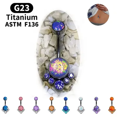 Titanium Add Opal G23 Belly Button Rings CZ Belly Piercing Body Jewelry Nombril Ombligo ASTM F136