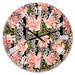 Designart 'Black Lacy Roses Pattern' Digital Art Wall CLock