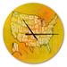 Designart 'United States Yellow Vintage Map' Oversized Contemporary Wall CLock