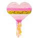 Small Heart Pull String Pinata for Rainbow Birthday Party Decorations, Pink and Gold Ombre (15.7 x 13 x 3 In)