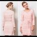 Anthropologie Dresses | Cute Anthropologie Casual Waist Tie Long Sleeve Dress | Color: Pink/White | Size: Xs