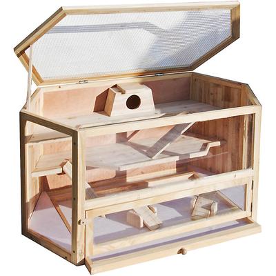 Wiltec - xxl 3 Etagen Nagerkäfig, 6-eckig, 1150 x 600 x 580 mm, aus Holz, mit klappbarem Deckel & Image
