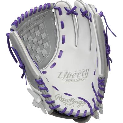 Rawlings Liberty Advanced 12" Pitcher/Infield Softball Glove - Right Hand Throw White/Purple/Gray