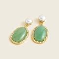 J. Crew Jewelry | J Crew Gold Plated Stone And Freshwater Pearl Earrings In Apple Green | Color: Gray/Green | Size: Os