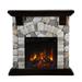 Sinya 36 Electric Fireplace w/ Mantle Marble/Stone, Solid Wood in Black/Gray | 35.67 H x 36 W x 11.53 D in | Wayfair K20907502