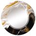East Urban Home Black & White Liquid Marble Waves II - Modern Wall Mirror Round Metal | 32 H x 32 W x 0.24 D in | Wayfair