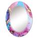 East Urban Home Blue & Purple Luxury Abstract Fluid Art XV - Modern Wall Mirror Oval | 30 H x 20 W x 0.24 D in | Wayfair