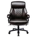Wade Logan® Arlone Big & Tall diamond Leather High Back Extra thick cushion Ergonomic Executive Chair Upholstered/Metal in Brown | Wayfair