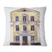 East Urban Home Yellow Old Europe House Facade - Bohemian & Eclectic Printed Throw Pillow Polyester/Polyfill blend | 18 H x 18 W x 5 D in | Wayfair