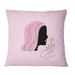 East Urban Home Abstract Portrait Of Women w/ Star On Pink - Glam Printed Throw Pillow Polyester/Polyfill blend | 18 H x 18 W x 5 D in | Wayfair