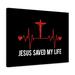 Trinx Jesus Saved My Life Heartbeat Christian Wall Art Bible Verse Print Ready To Hang Canvas in Black/Red/White | 11 H x 14 W x 1.25 D in | Wayfair