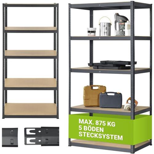 Juskys - Schwerlastregal Basic 200x100x60 cm – Lagerregal mit 5 Böden – max. 875 kg - Metall