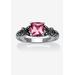 Women's Cushion-Cut Birthstone Ring In Sterling Silver by PalmBeach Jewelry in June (Size 7)