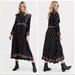 Free People Dresses | Free People Black Calico Skies Midi In Combo Casual Maxi Dress | Color: Black/Purple | Size: Xs