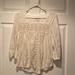 American Eagle Outfitters Tops | Adorable Cream Soft Three-Quarter Inch Sleeve Shirt Scalloped Bottom With Lace | Color: Cream | Size: Xs