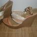 Coach Shoes | Coach Brand Wedge Sandal Size 9 Tan Leather | Color: Gold/Tan | Size: 9
