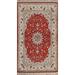 Wool/ Silk Red Floral Isfahan Persian Rug Hand-knotted Carpet - 3'8" x 6'0"