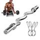 Nisorpa 47inch Olympic EZ Curl Bar Weight Lifting Barbell Bar with Non-Slip Hand Grip and 2 Spring Collars Bicep Curling Bar for Weights Strength Training Muscle Bodybuilding