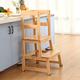 Kids Kitchen Step Stool for Kids with Safety Rail, Solid Wood Construction Toddler Learning Stool Tower,Montessori Kitchen Stool(Natural)