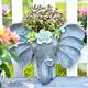 Sungmor Elephant Head Planter Statue, Premium Resin & Hand Painted Succulent Flower Pot, Railing Fence Wall Hanging Planter, Decorative Garden Ornament Indoor Outdoor Wall Art