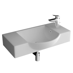 Alpenberger Keramik-Waschbecken 55 cm Breit | Becken zur Wandmontage | Schickes Design Handwaschbecken für Gäste-WC