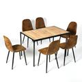 Ensemble repas 1 table et 6 chaises suède marron style industriel