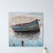 Longshore Tides The Boat on the Beach - Wrapped Canvas Painting Canvas in Blue/Brown/White | 20 H x 20 W x 1.5 D in | Wayfair