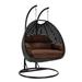 LeisureMod Mendoza Charcoal Wicker Patio Hanging Double Swing Chair - 53"