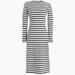 J. Crew Dresses | J. Crew Size 8 Striped Long Sleeve Sheath Midi Dress Black White 100% Cotton | Color: Black/White | Size: 8