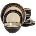 Gibson Elite Everston 12 Piece Stoneware Dinnerware Set, Service for 4 Ceramic/Earthenware/Stoneware in Brown/White | Wayfair 950117456M