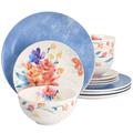 Spice By Tia Mowry Goji Blossom 12 Piece Fine Ceramic Dinnerware Set in Blue | Wayfair 950118370M