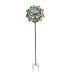 Teal And Yellow Metal Dual Flower Wind Spinner Garden Stake 70 Inch - 70 X 17.75 X 8.5 inches