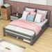 Red Barrel Studio® Wooden Platform Bed w/ 2 Drawers & Headboard Wood in Gray/White | 33 H x 58 W x 78 D in | Wayfair