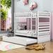 Harriet Bee Twin Over Twin Wooden Bunk Bed w/ Trundle in White | 65 H x 41.5 W x 76.5 D in | Wayfair B44DB58DB3454FAA9CB82CA0692D107B